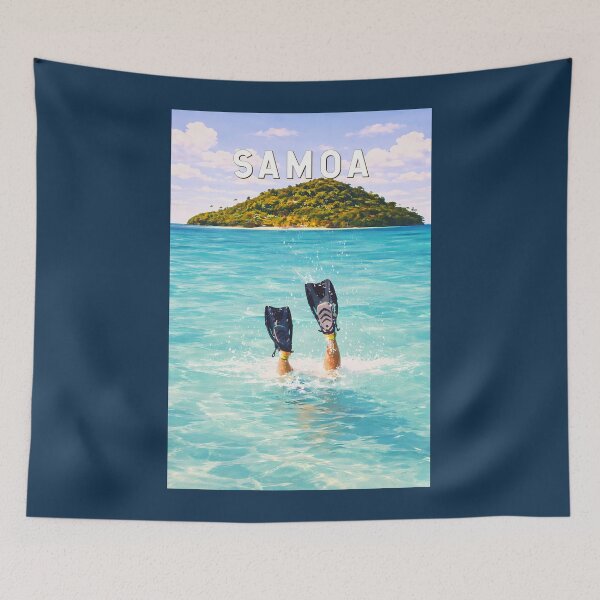 Item preview, Samoa Illustration Travel Art Vintage designed and sold by KrisSidDesigns.