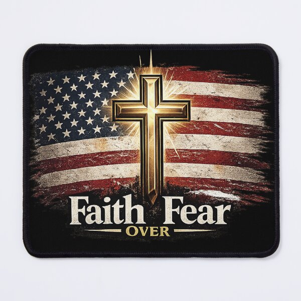 Item preview, Faith Over Fear American Flag Golden Cross Christian Patriot designed and sold by DraftAndDoneArt.