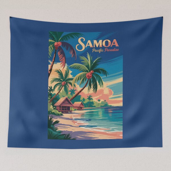 Item preview, Samoa Beach Samoan Illustration Travel Art Vintage designed and sold by KrisSidDesigns.