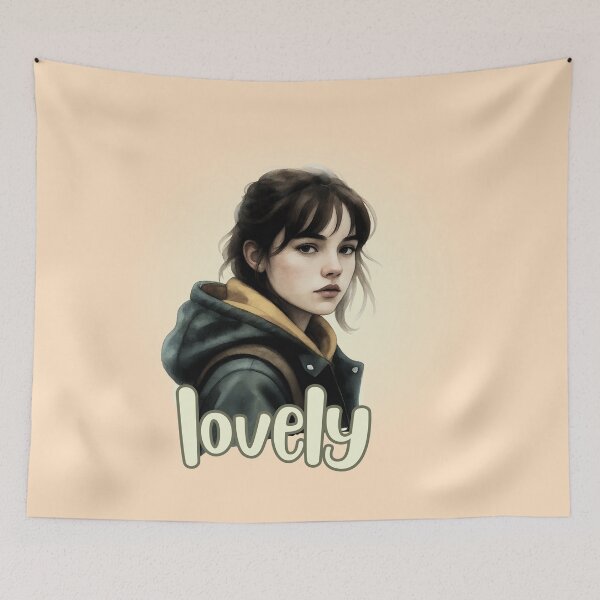 Item preview, Lovely Watercolor Portrait – Artistic Girl in Teal Hoodie designed and sold by PriyaMagic.