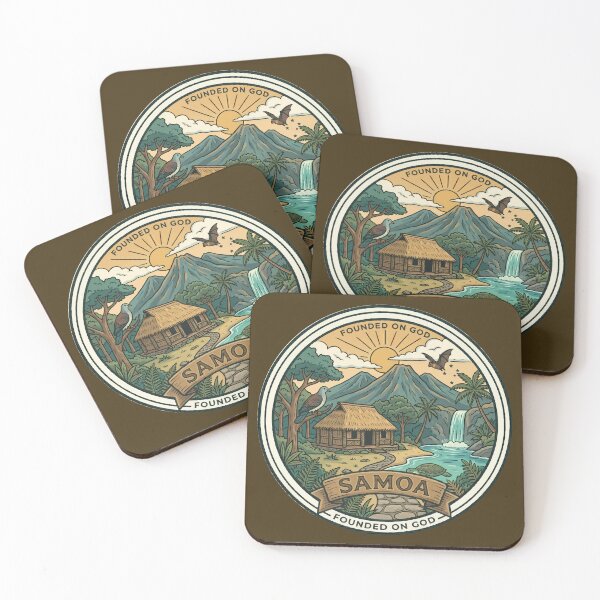 Item preview, Samoa Illustration Travel Art Badge designed and sold by KrisSidDesigns.