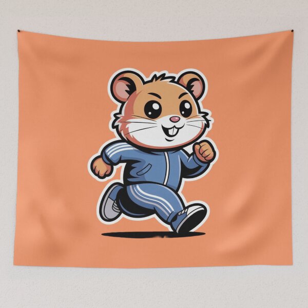 Item preview, Cute sporty hamster wearing tracksuit with three stripes designed and sold by 123ks.