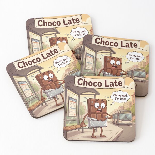Item preview, Choco Late Funny Chocolate Pun – Cute Chocolate Bar Running Late Cartoon designed and sold by WordPlayStudio.
