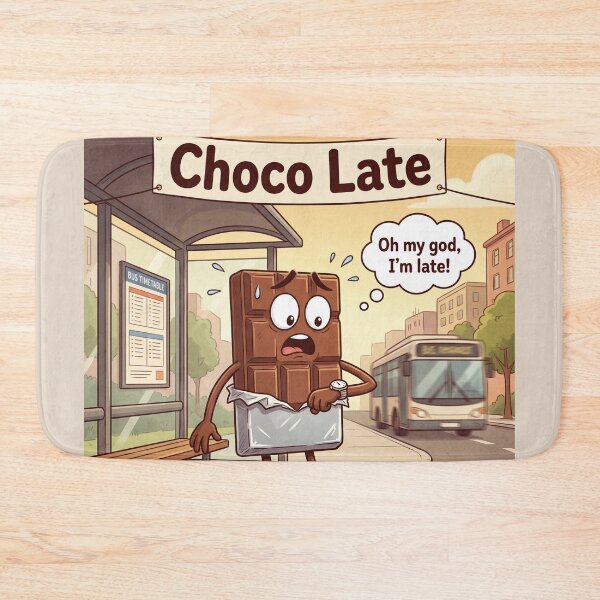 Item preview, Choco Late Funny Chocolate Pun – Cute Chocolate Bar Running Late Cartoon designed and sold by WordPlayStudio.