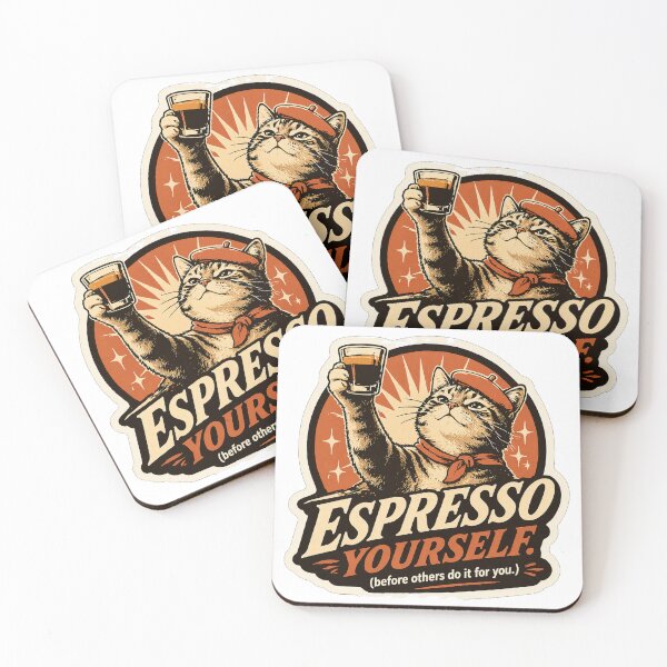 Item preview, Espresso Yourself Cat Funny Coffee Lover Gift Sticker designed and sold by Gentlestate.