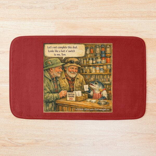 Item preview, Bait n’ Switch Fish Clerk – Funny General Store Cartoon designed and sold by Rick London Gifts.