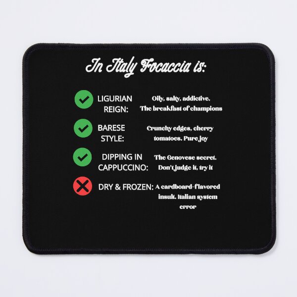 Item preview, Funny Italian Focaccia Rules - Authentic Italy Food Dilemma Black Version designed and sold by TheItaliandilemma.