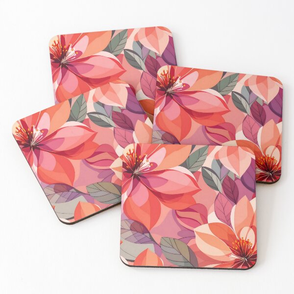Item preview, Vibrant Blooming Garden: Abstract Peach & Pink Floral Pattern designed and sold by Serene Strokes Art.