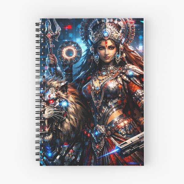 Item preview, Durga Lion — Hindu God Art | Cyberpunk designed and sold by CosmicLotusArt.