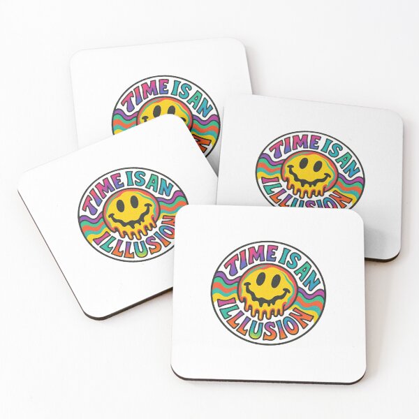 Item preview, Time Is An Illusion: Trippy Melting Smiley Face | Psychedelic Retro Typography Art designed and sold by Colorful-Garden.