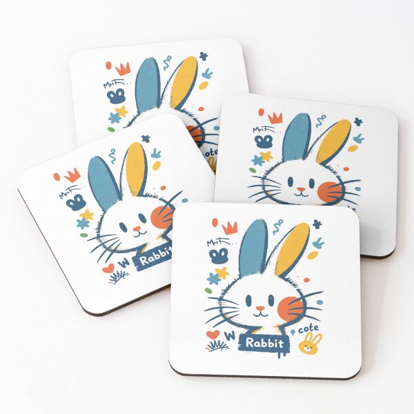 Item preview, Abstract Kawaii Rabbit — Playful Colorful Bunny Art Illustration designed and sold by HBDStudio.