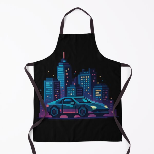 Item preview, Futuristic Pixel City – Neon Skyline with Retro Car designed and sold by Herzbaumatelier.