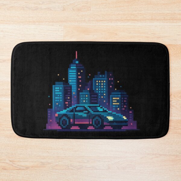 Item preview, Futuristic Pixel City – Neon Skyline with Retro Car designed and sold by Herzbaumatelier.