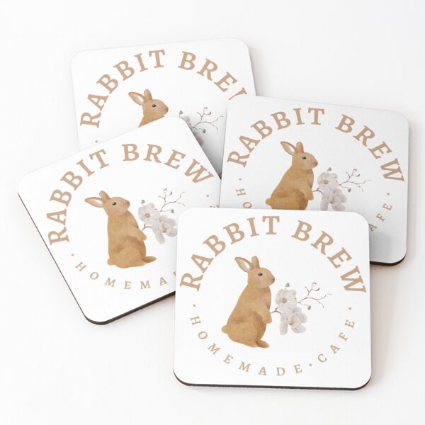 Item preview, Rabbit Brew Cute Bunny Floral Aesthetic Handmade Cafe Style Vintage Design designed and sold by PixelVibe Art.