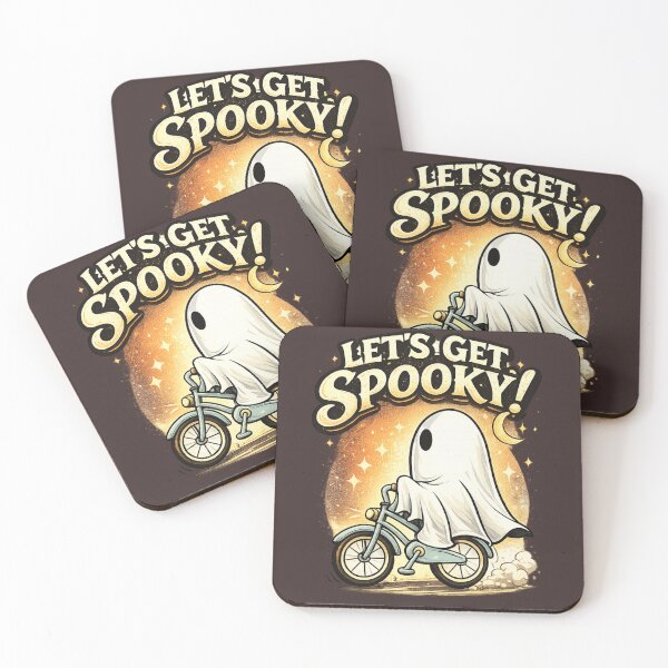 Item preview, Let’s Get Spooky Cute Ghost Riding Bike Halloween Sticker | Kawaii Spooky Aesthetic designed and sold by sumodesign.