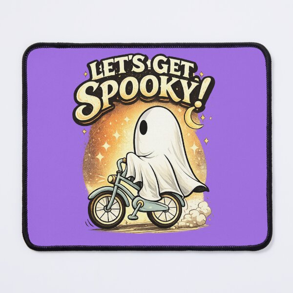 Item preview, Let’s Get Spooky Cute Ghost Riding Bike Halloween Sticker | Kawaii Spooky Aesthetic designed and sold by sumodesign.