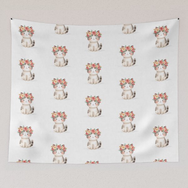 Item preview, Cute Cat Hello Sticker PNG | Smiling Chibi Kitty designed and sold by AnimalBloomLab.