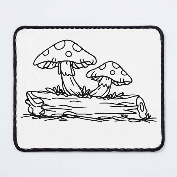 Item preview, Toadstool Mushrooms on Log Doodle designed and sold by thecuriocanopy.
