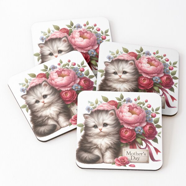 Item preview, Cute Kitten Mother’s Day Floral Gift designed and sold by CoolTShirtDesign.