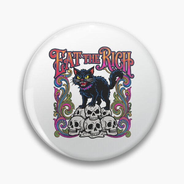 Item preview, Eat the Rich Black Cat on Skulls designed and sold by TeeARTHY.