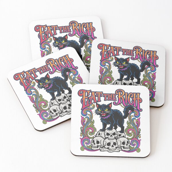 Item preview, Eat the Rich Black Cat on Skulls designed and sold by TeeARTHY.