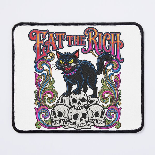 Item preview, Eat the Rich Black Cat on Skulls designed and sold by TeeARTHY.