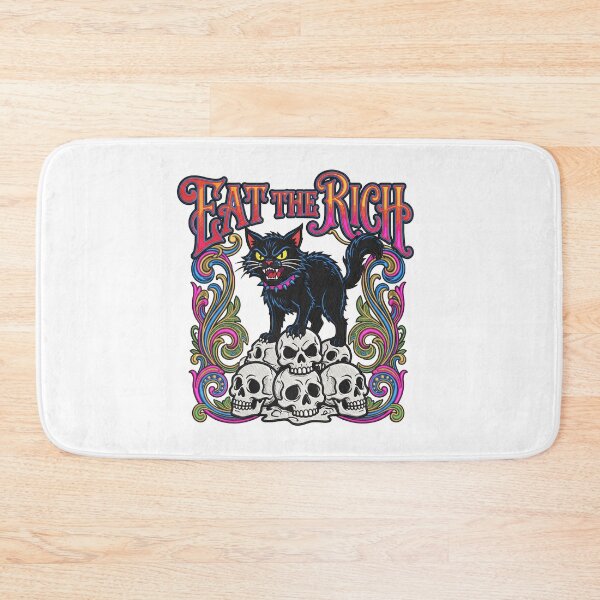 Item preview, Eat the Rich Black Cat on Skulls designed and sold by TeeARTHY.