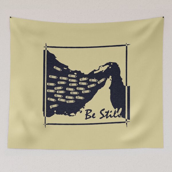 Item preview, Be Still - Strait of Hormuz Map Psalm 46:10 Bible Verse Geopolitical Maritime Minimal funny Design - dark blue black designed and sold by ZechJohnRB.