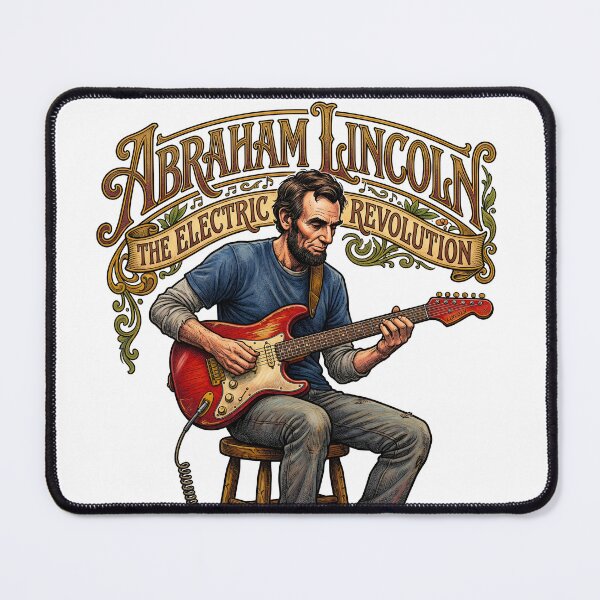 Item preview, Abraham Lincoln Playing Red Electric Guitar designed and sold by TeeARTHY.
