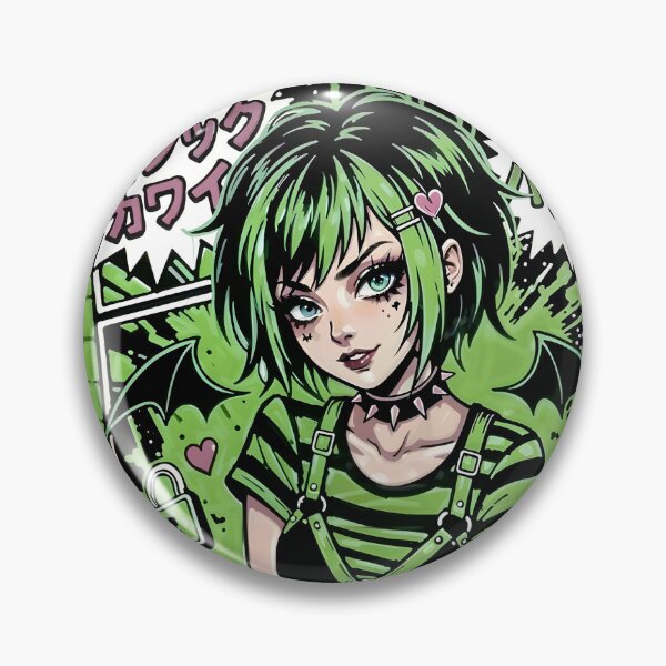 Item preview, Gothic Kawaii Emo Girl Green Aesthetic designed and sold by D6rkT3chDemon.