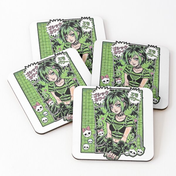 Item preview, Gothic Kawaii Emo Girl Green Aesthetic designed and sold by D6rkT3chDemon.