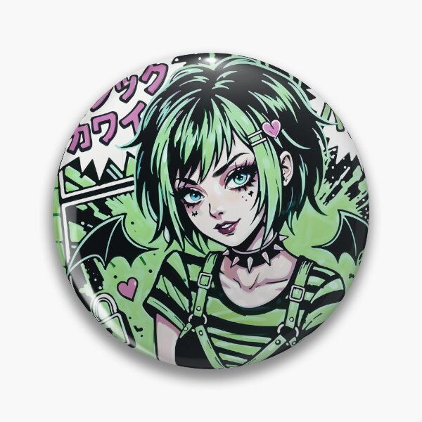 Item preview, Gothic Kawaii Emo Girl Green Aesthetic designed and sold by D6rkT3chDemon.
