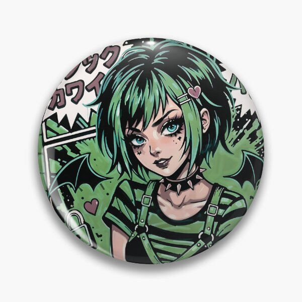 Item preview, Gothic Kawaii Emo Girl Green Aesthetic designed and sold by D6rkT3chDemon.