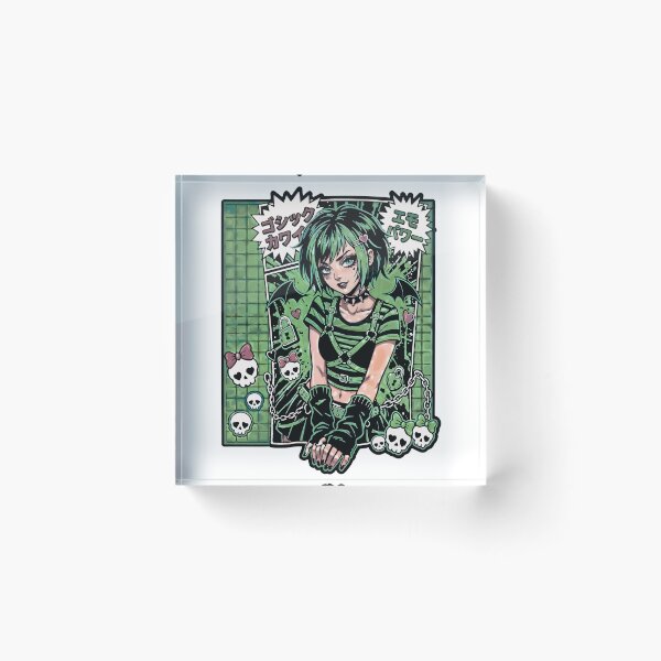 Item preview, Gothic Kawaii Emo Girl Green Aesthetic designed and sold by D6rkT3chDemon.