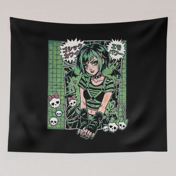 Item preview, Gothic Kawaii Emo Girl Green Aesthetic designed and sold by D6rkT3chDemon.