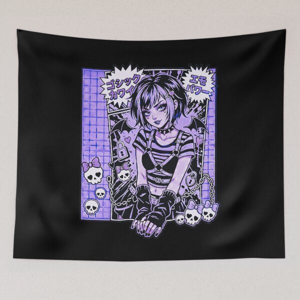 Item preview, Gothic Kawaii Emo Girl Purple Aesthetic designed and sold by D6rkT3chDemon.