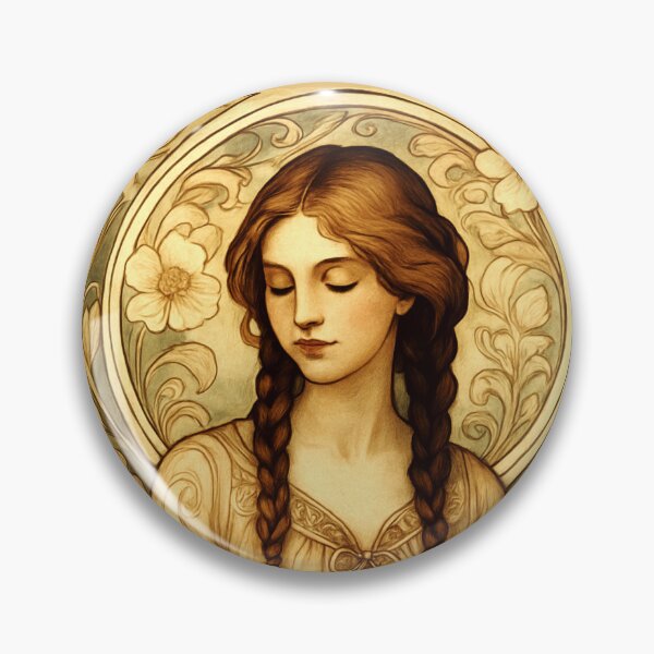 Item preview, Bohemian Art Nouveau portrait in amber and teal designed and sold by thelivingrp.