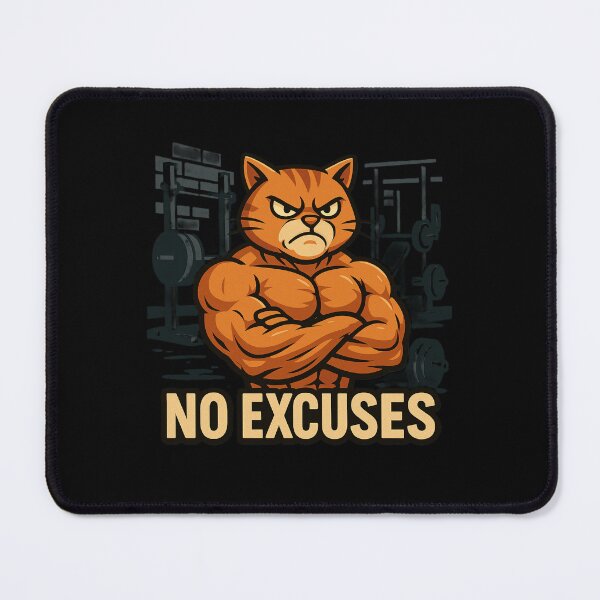 Item preview, No Excuses Cat Gym, Motivational Fitness Cat designed and sold by AYACHI90.
