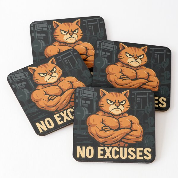 Item preview, No Excuses Cat Gym, Motivational Fitness Cat designed and sold by AYACHI90.
