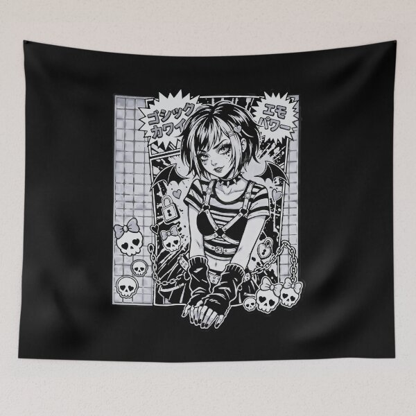 Item preview, Gothic Kawaii Emo Girl Black And White Aesthetic designed and sold by D6rkT3chDemon.