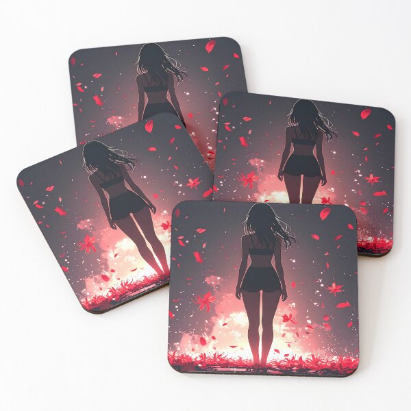 Item preview, Silhouette Girl Falling Red Petals designed and sold by BetweenForms.