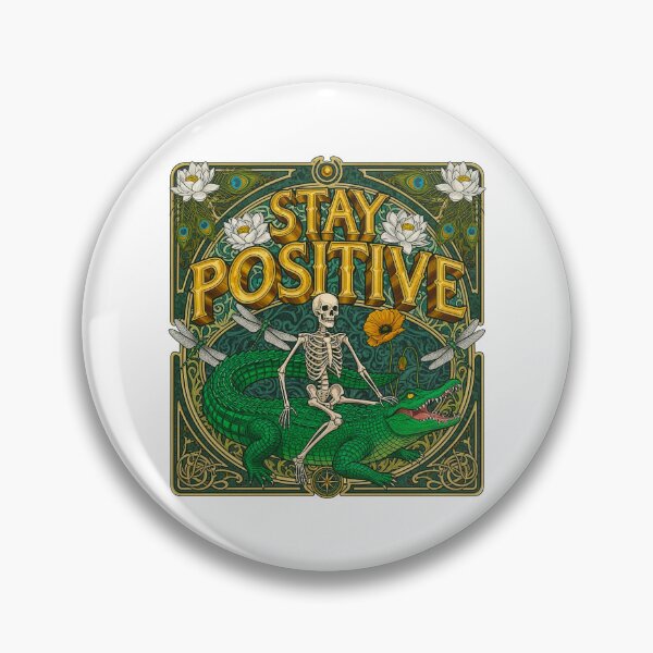 Item preview, Stay Positive Gator Skeleton Botanical Art designed and sold by TeeARTHY.