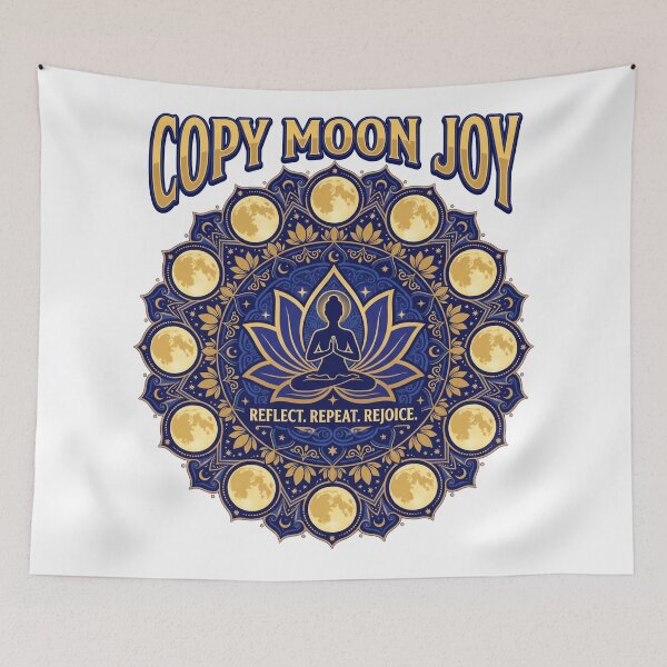Item preview, Copy Moon Joy – Reflect Repeat Rejoice Neon Moon & Cosmic Glitch Aesthetic designed and sold by ArtsyExplorer.