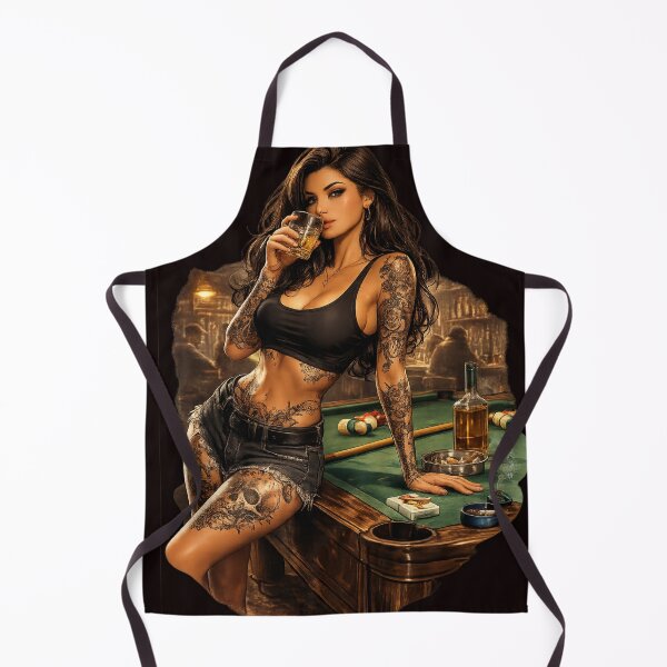 Item preview, Dark Tattoo Woman with Whiskey – Old School American Bar Aesthetic Art designed and sold by HIGHSQUARE.
