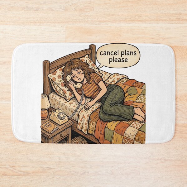 Item preview, Cancel Plans Please  Vintage Cozy Introvert Girl 70s Retro Illustration designed and sold by urbinet.