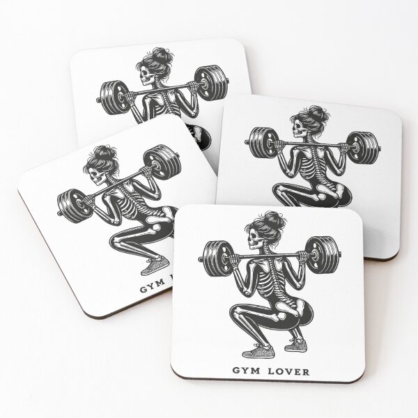 Item preview, female skeleton weightlifting designed and sold by LatonaDesign.