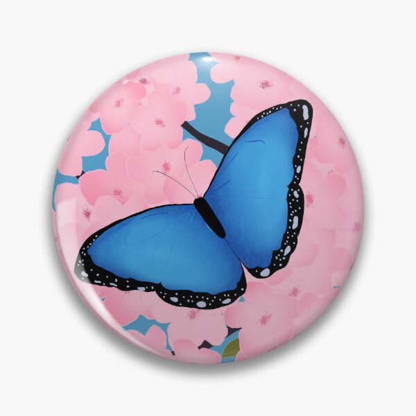 Item preview, Blue Morpho Butterfly on Cherry Blossoms designed and sold by Sophluffy.