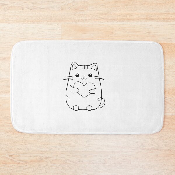 Item preview, Cute Kawaii Cat Holding Heart Line Art designed and sold by Hafcishop.