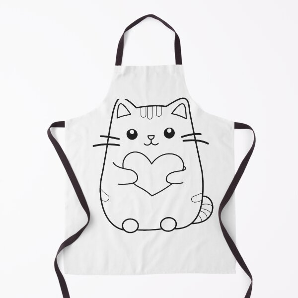 Item preview, Cute Kawaii Cat Holding Heart Line Art designed and sold by Hafcishop.