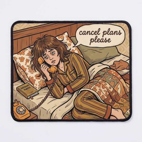 Item preview, Cancel Plans Please Vintage Pajama Girl Cozy 70s Introvert Illustration designed and sold by urbinet.